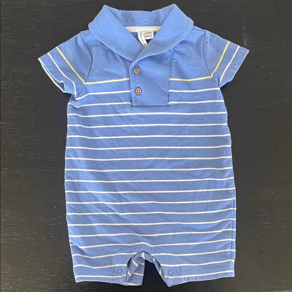 Janie and Jack Blue Striped Baby Polo Romper